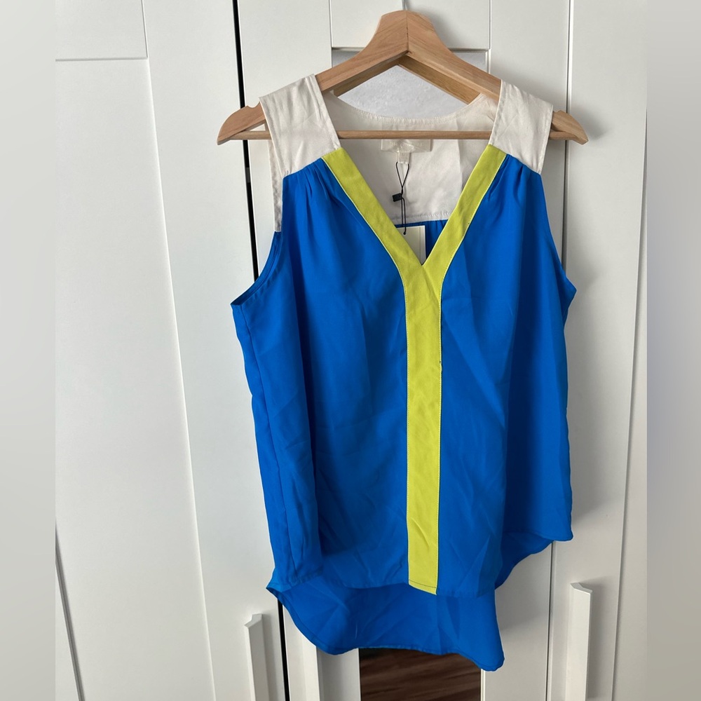 MM Couture Sleeveless Blouse Colorblock White, Blue and Green Women's medium